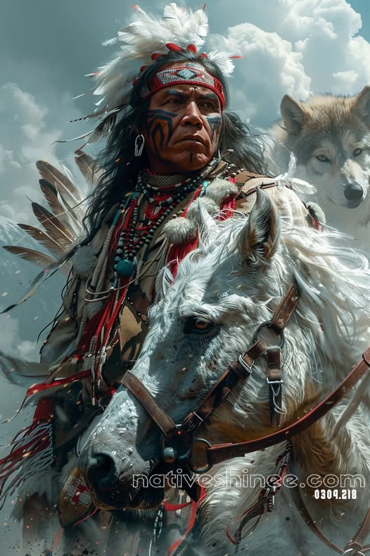 The White Horse and the Spirit Wolf Canvas