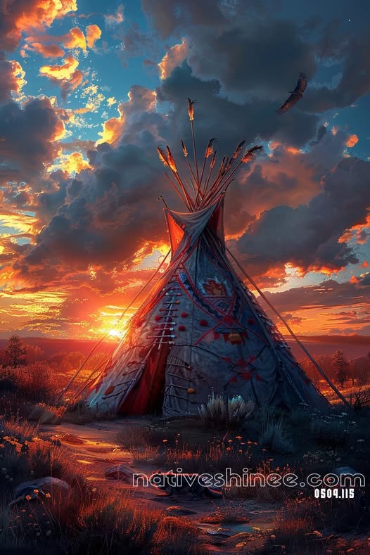 Teepee at Sunset Canvas