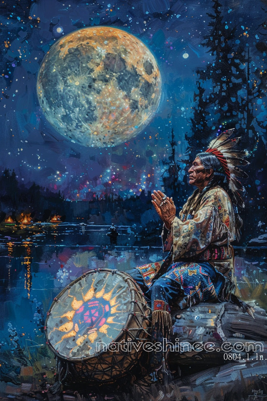 Moonlit Drummer Canvas