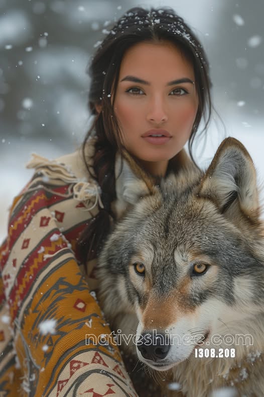 Winter Bond of Spirit and Wolf Canvas