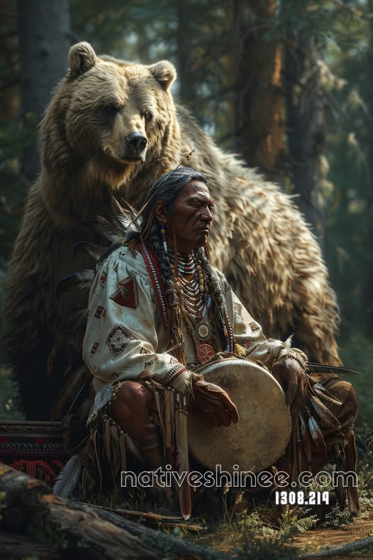 Spirit of the Drum and Bear Canvas