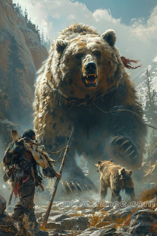 Warrior and the Spirit of the Bear Native American Canvas – NativeShinee