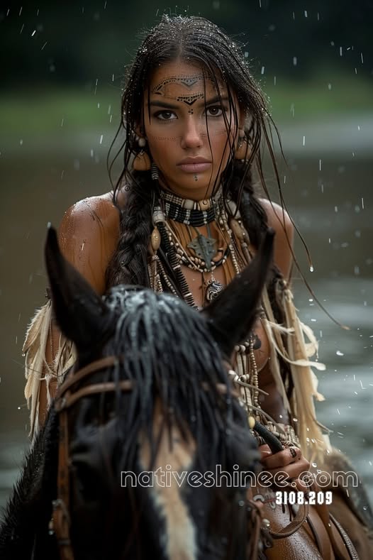 Native Warrior Woman on Horseback Canvas