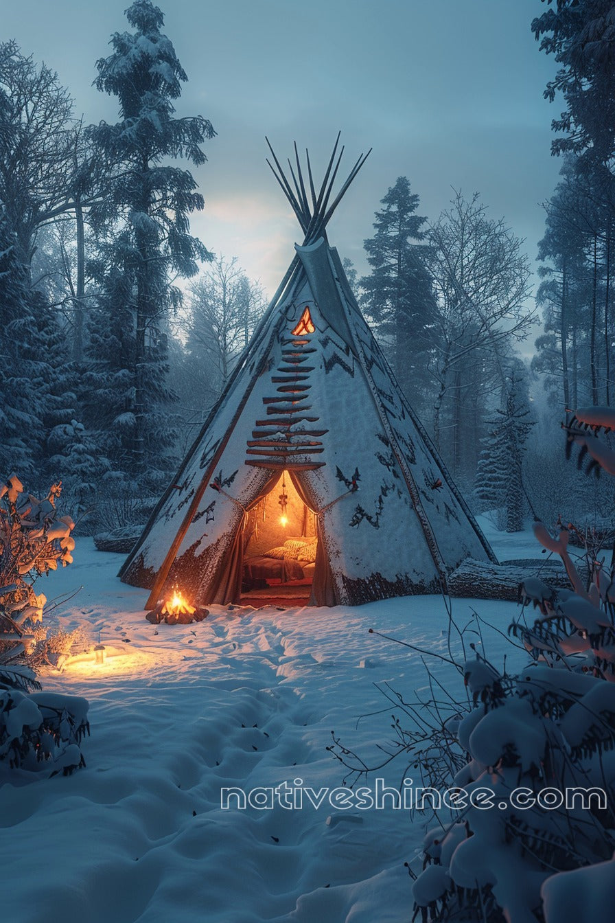 Warmth In Winter Native American Canvas