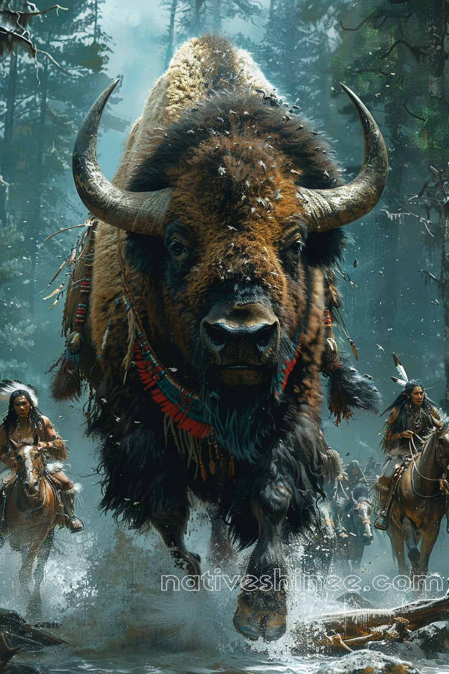 Bison Thunder: Native American Canvas