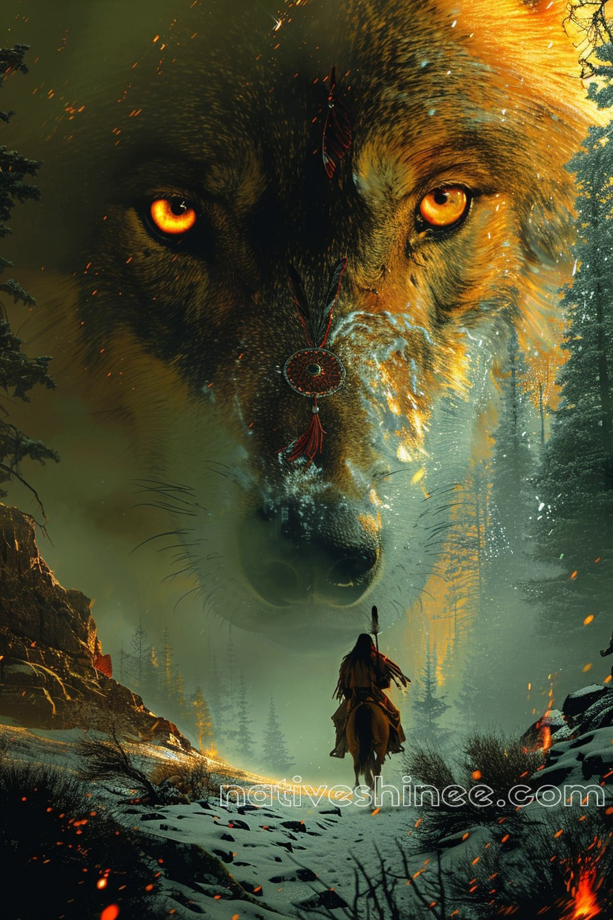 Guardian of the Wild: Native American Canvas