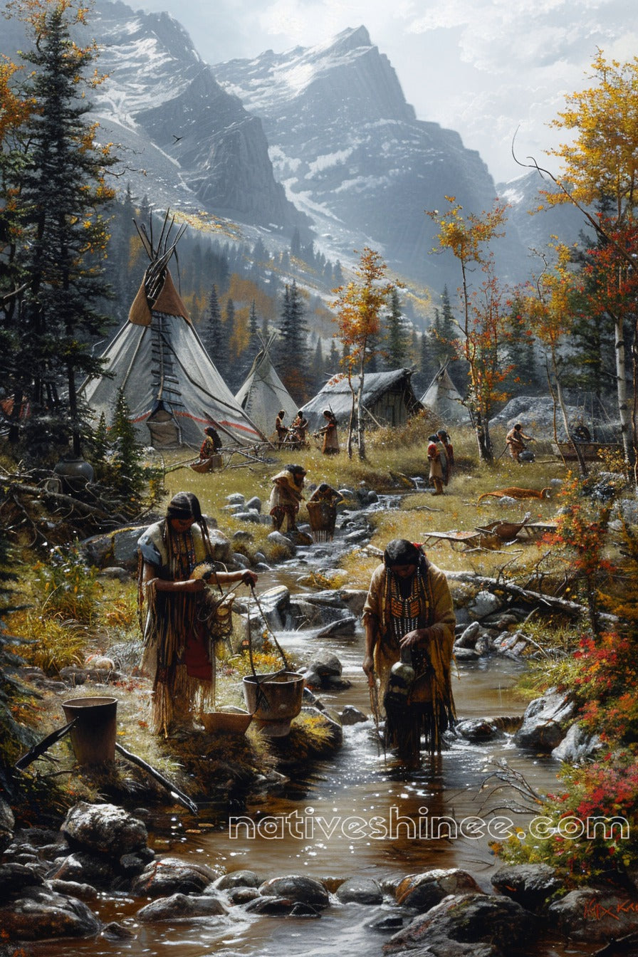 In the Shadow of the Mountains: Native American Canvas