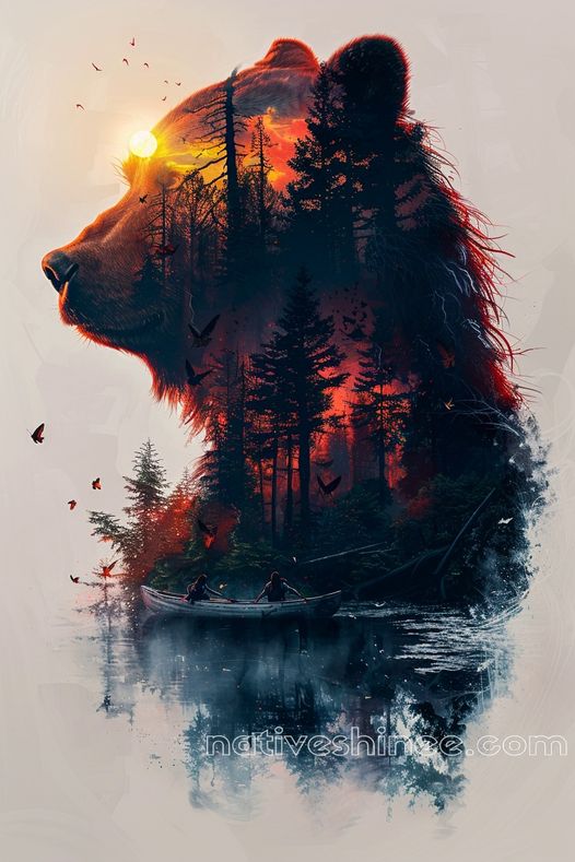 Guardian of the Wild: Spirit of the Bear Native American Canvas VA ...