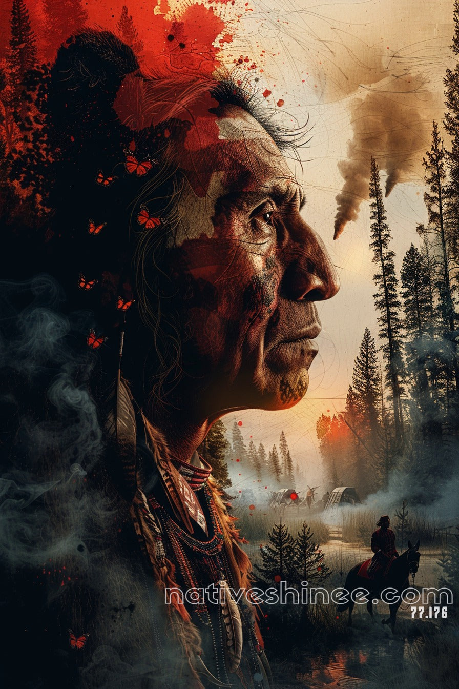 The Land And Us Native American Canvas