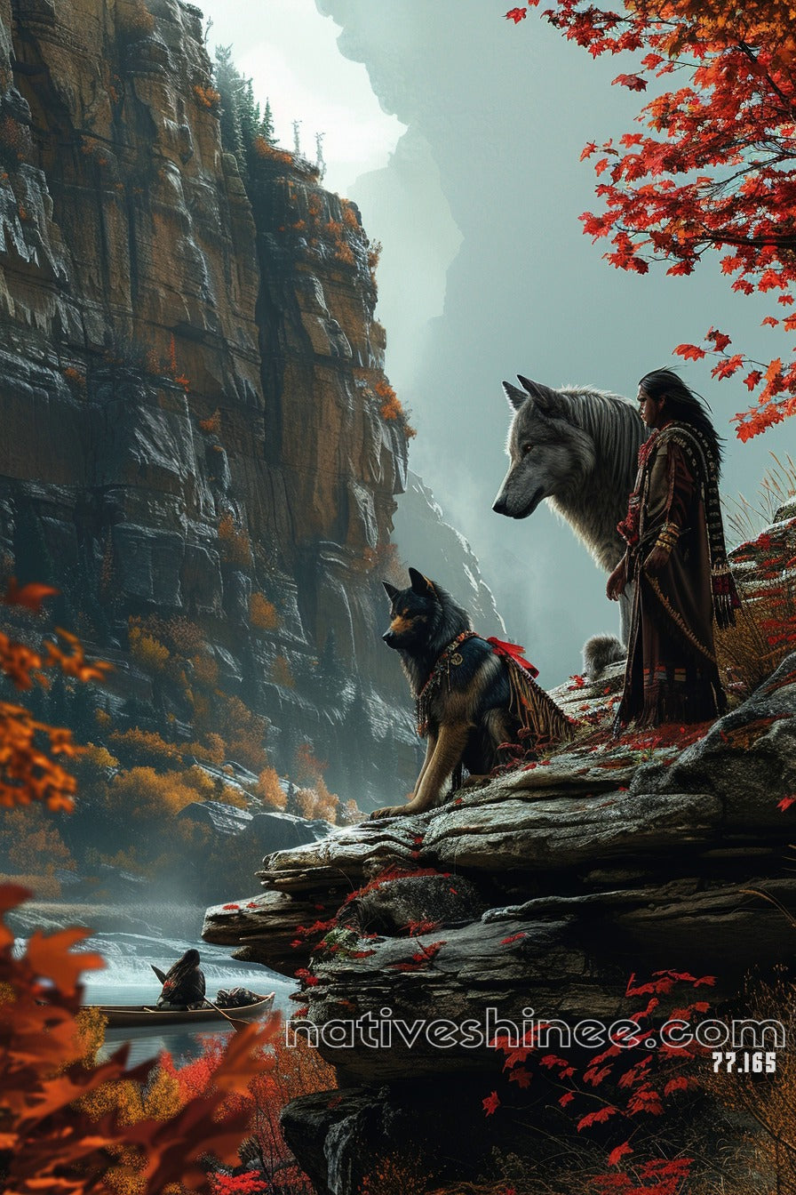 The Wolves Native American Canvas