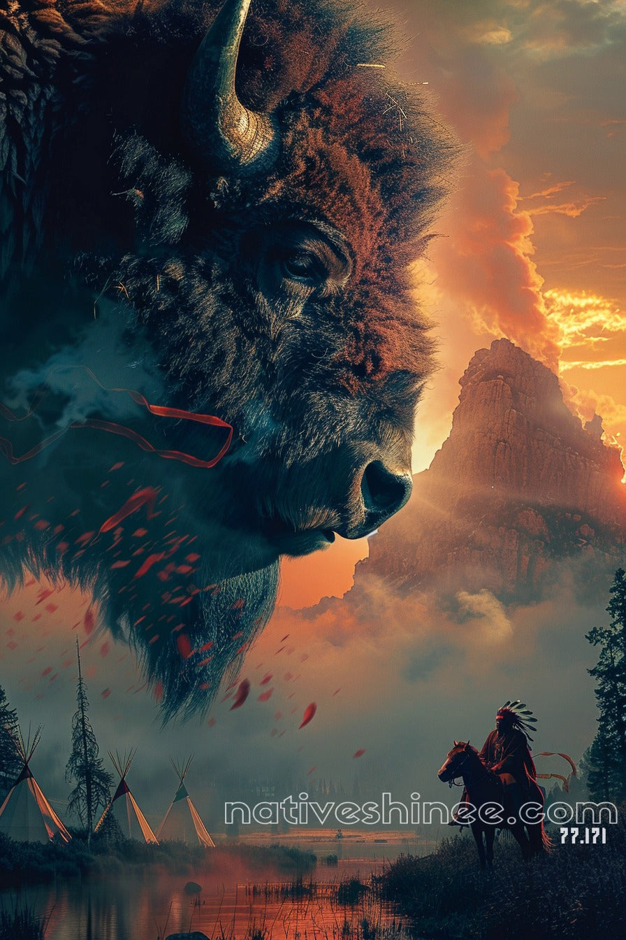 The Strength Of The Buffalo Native American Canvas