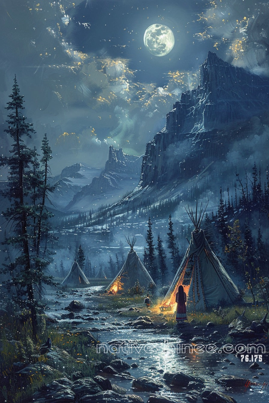 The Moon Native American Canvas