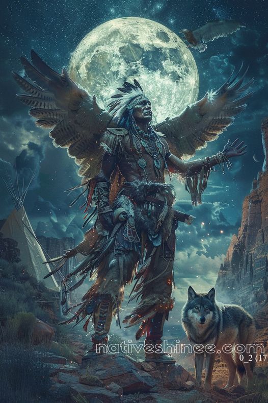 Guardian of the Moonlit Realm Native American Canvas