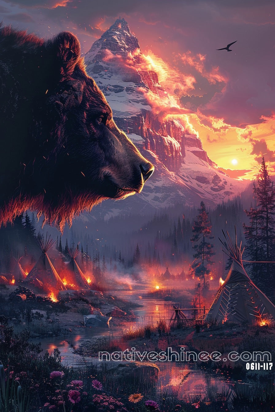 The Bear The Mountain Native American Canvas