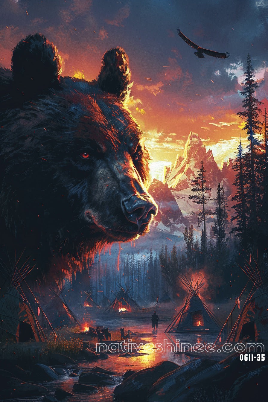The Bear Native American Canvas