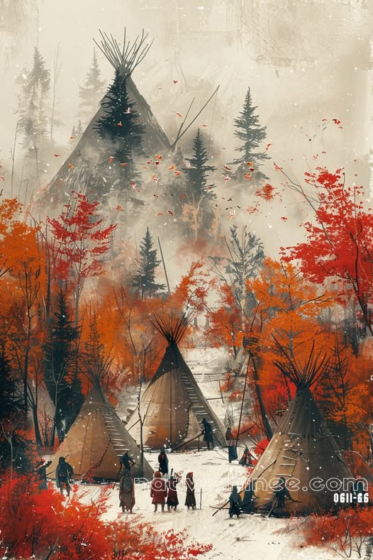 Autumn Gathering Native American Canvas