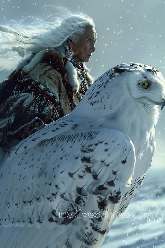 Snow Owl Native American Canvas