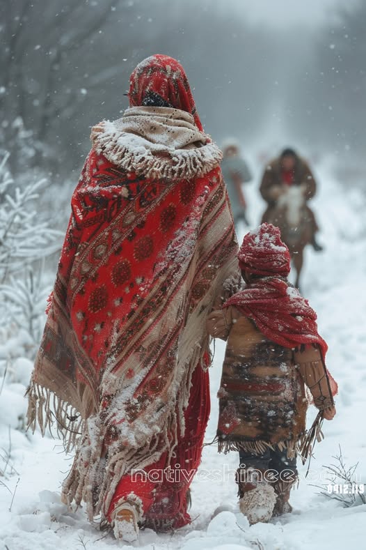 Steps Through the Snow Native American Canvas