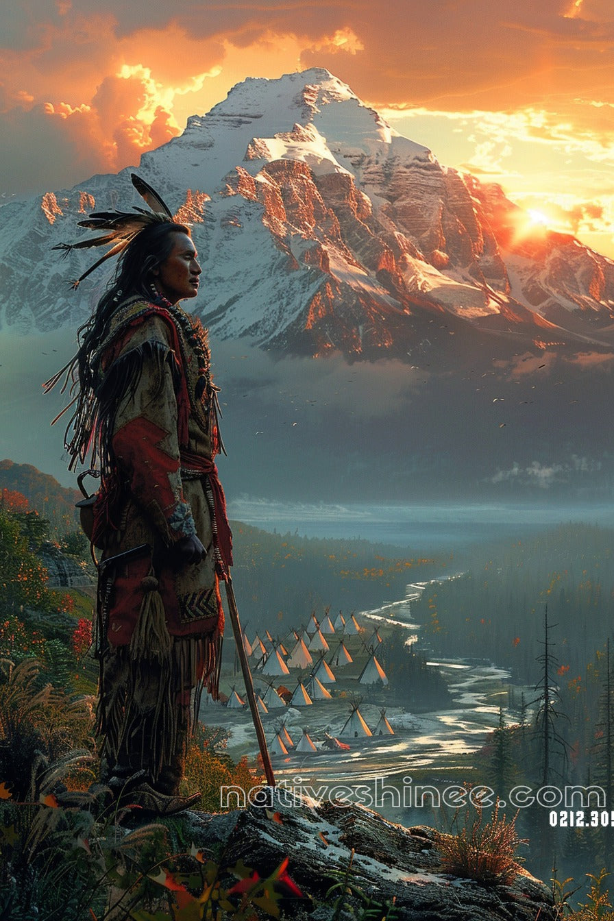 When The Sun Down Native American Canvas