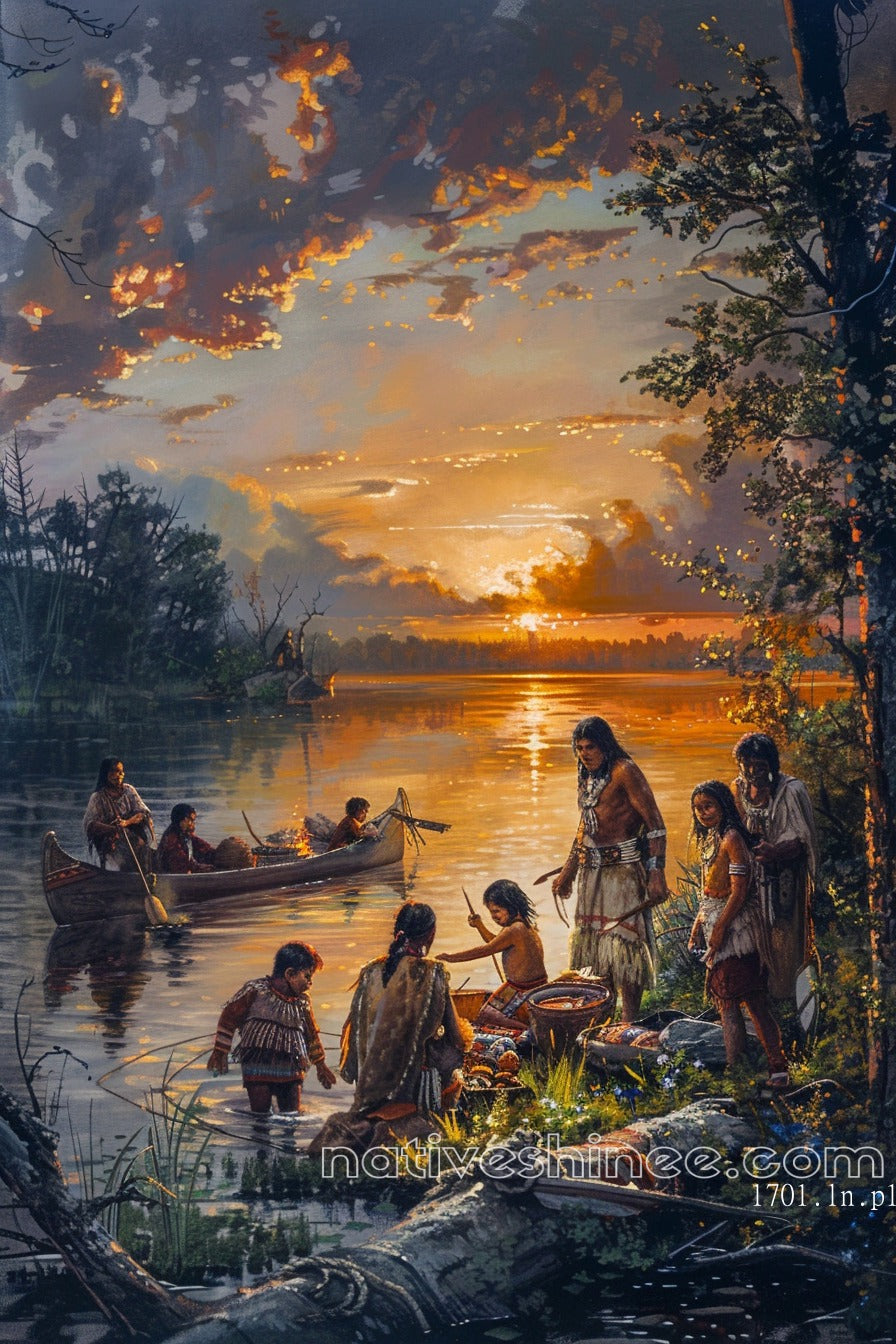 When The Sun Goes Down Native American Canvas