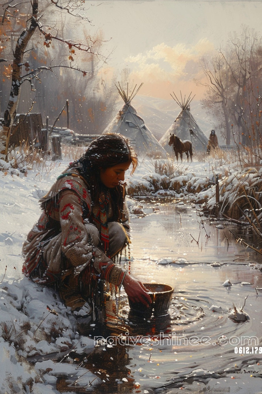 Gathering by the Stream Native American Canvas