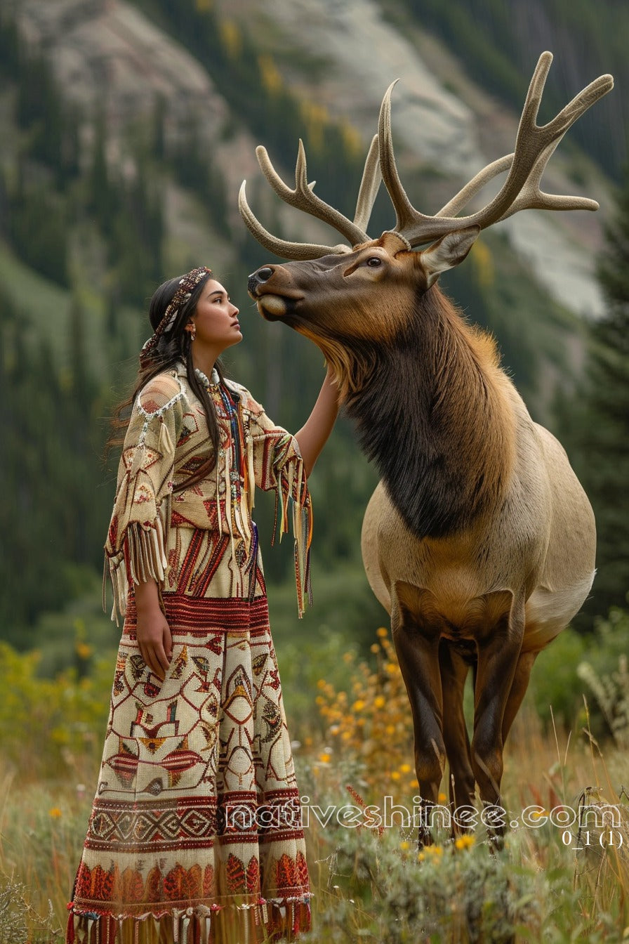 Harmony with the Elk – Native American Canvas