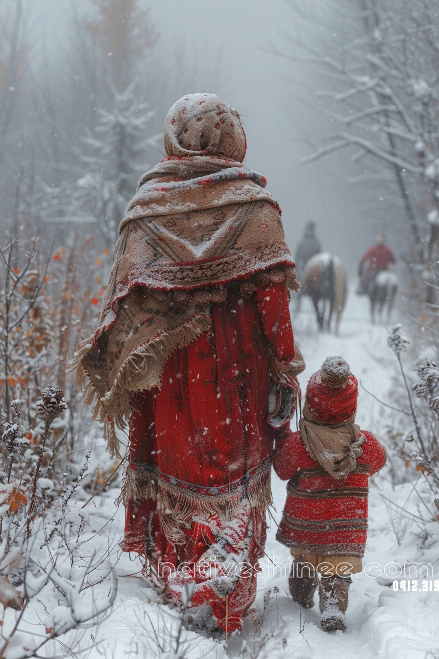 Silent Steps Through the Snow Native American Canvas