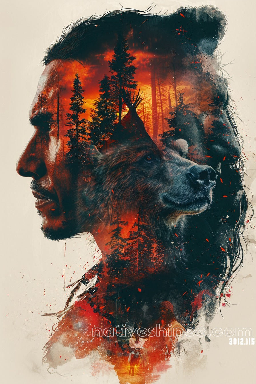 The Warrior's Fire Native American Canvas