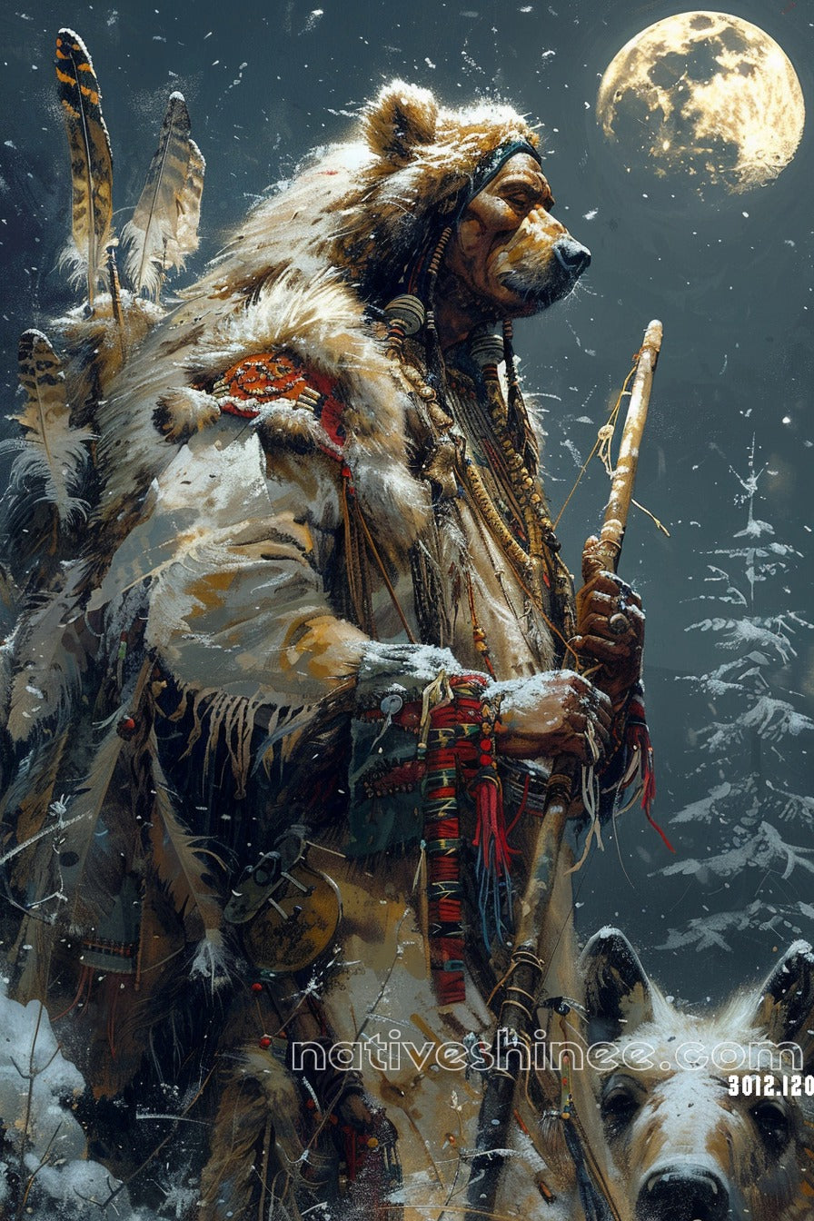 The Bear Warrior Native American Canvas