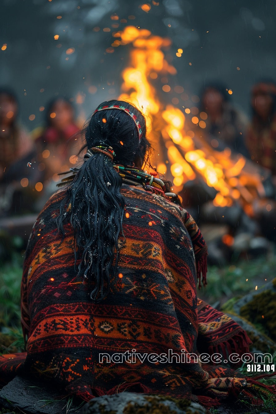 Fireside Reflections Native American Canvas