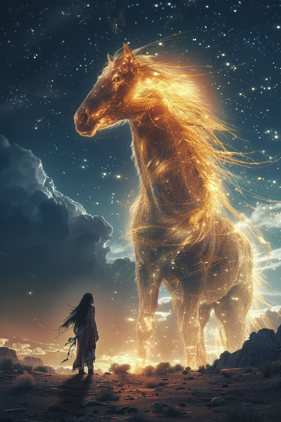Celestial Mustang Native American Canvas