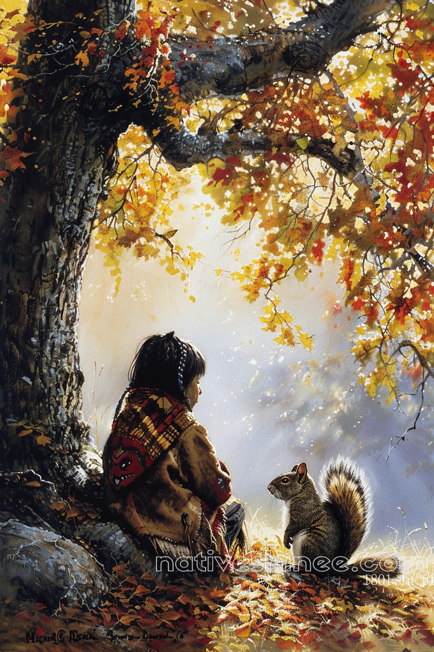 Autumn’s Gentle Encounter Native American Canvas