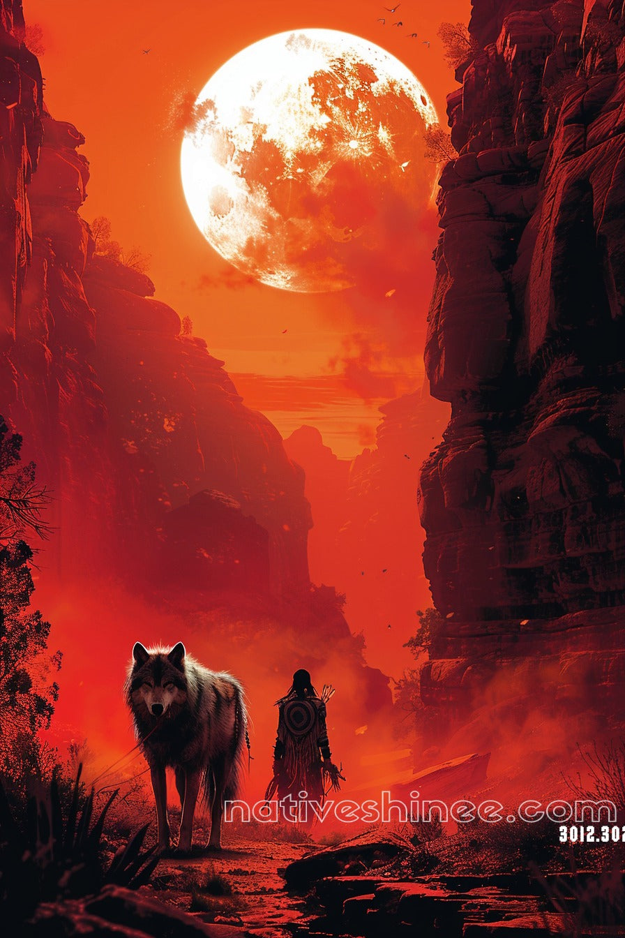 Moonlit Path of the Warrior Native American Canvas