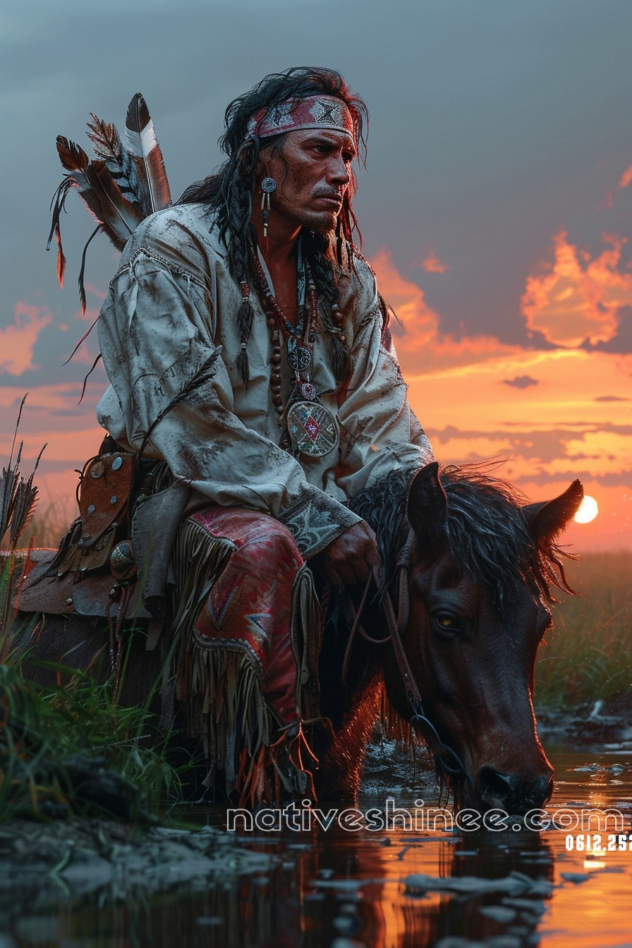 Warrior of the Setting Sun Native American Canvas