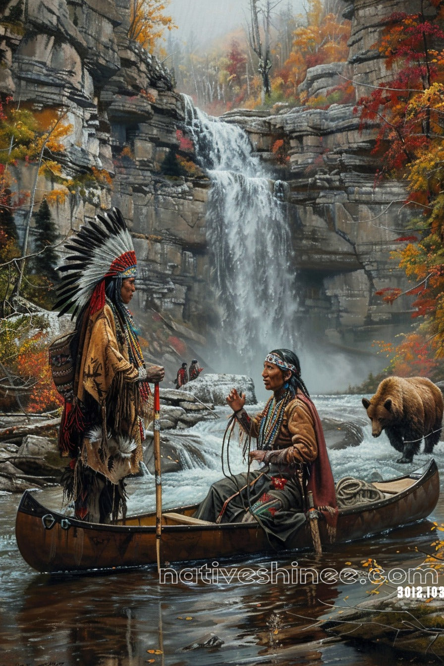 Whispers by the Waterfall Native American Canvas