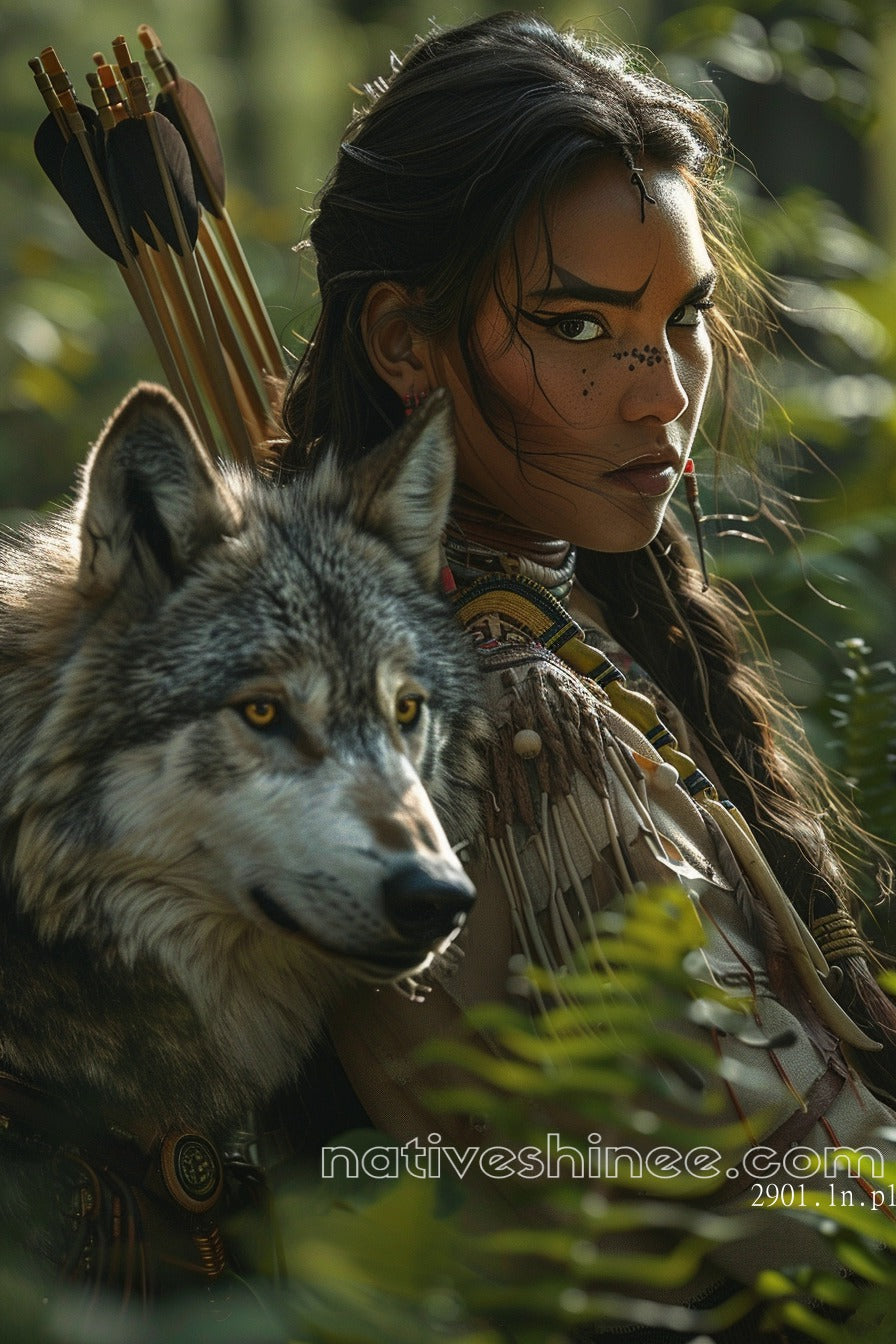 Wolf and Warrior: Native American Canvas