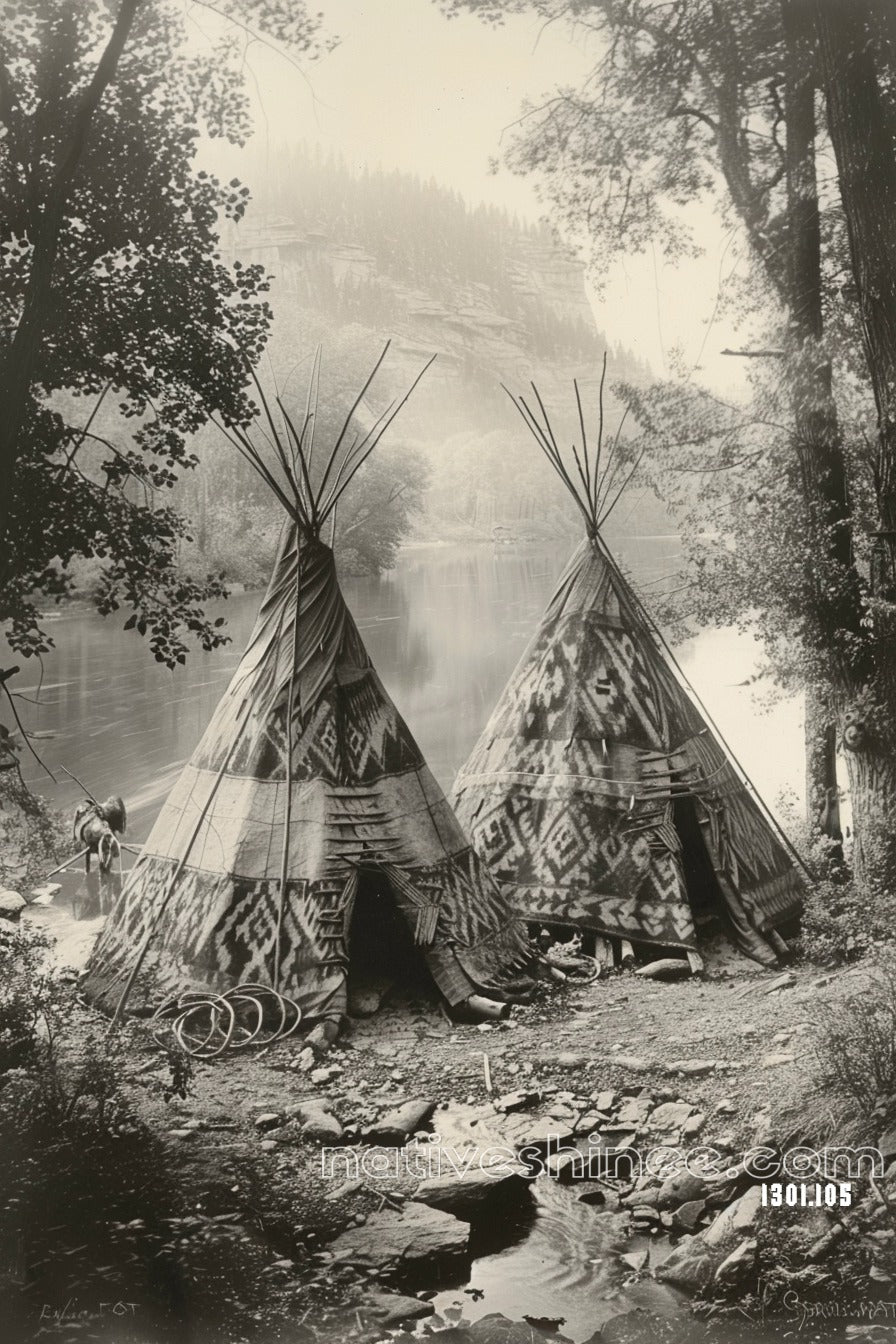 Whispers by the River Native American Canvas