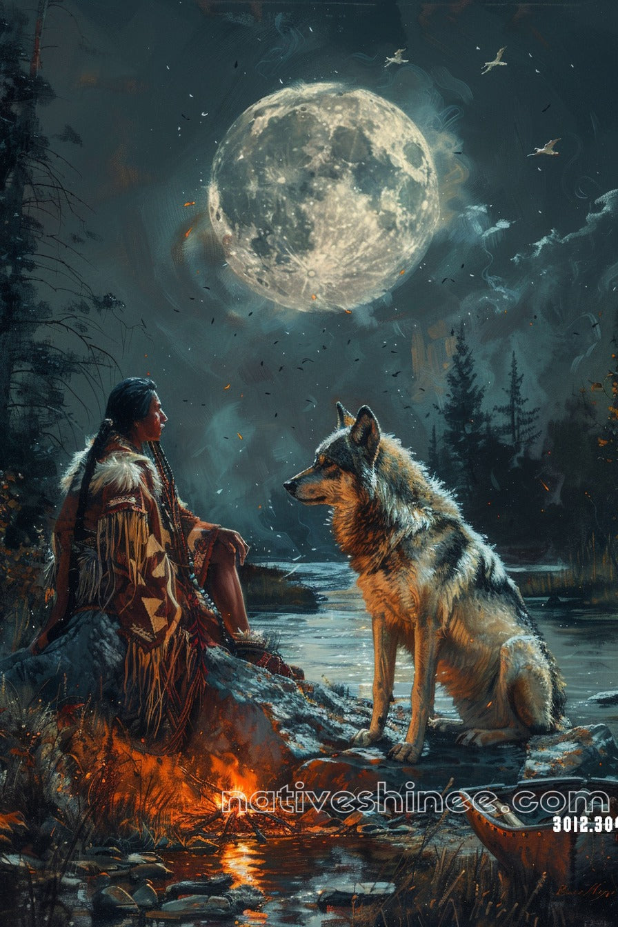 The Spirit of the Wolf Native American Canvas