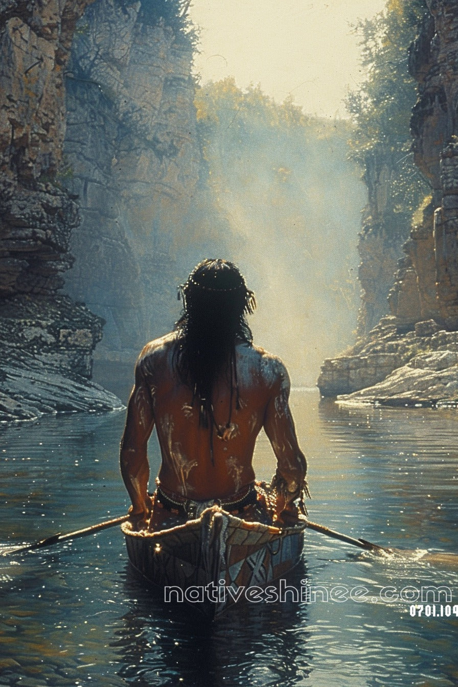 Solitude on Sacred Waters Native American Canvas