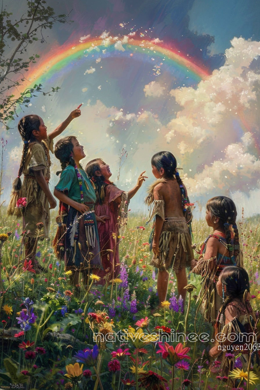 Rainbow Blessings Native American Canvas