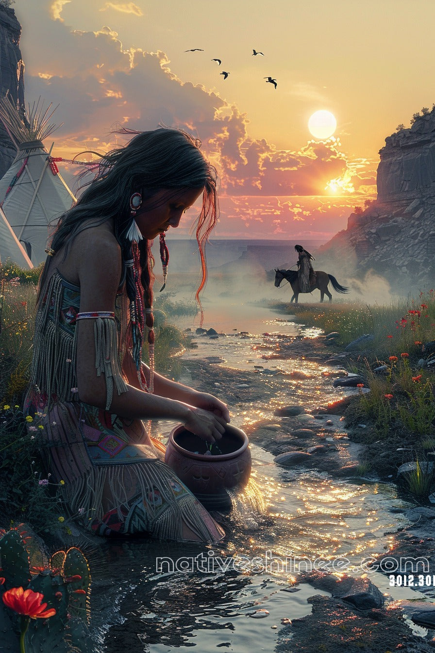 Whispers of the River Native American Canvas