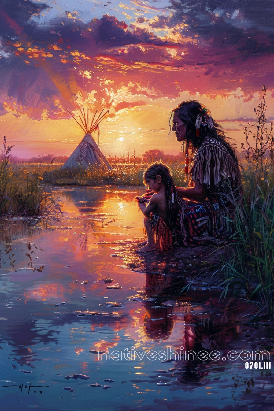 In Reflections of the Rising Spirit Native American Canvas