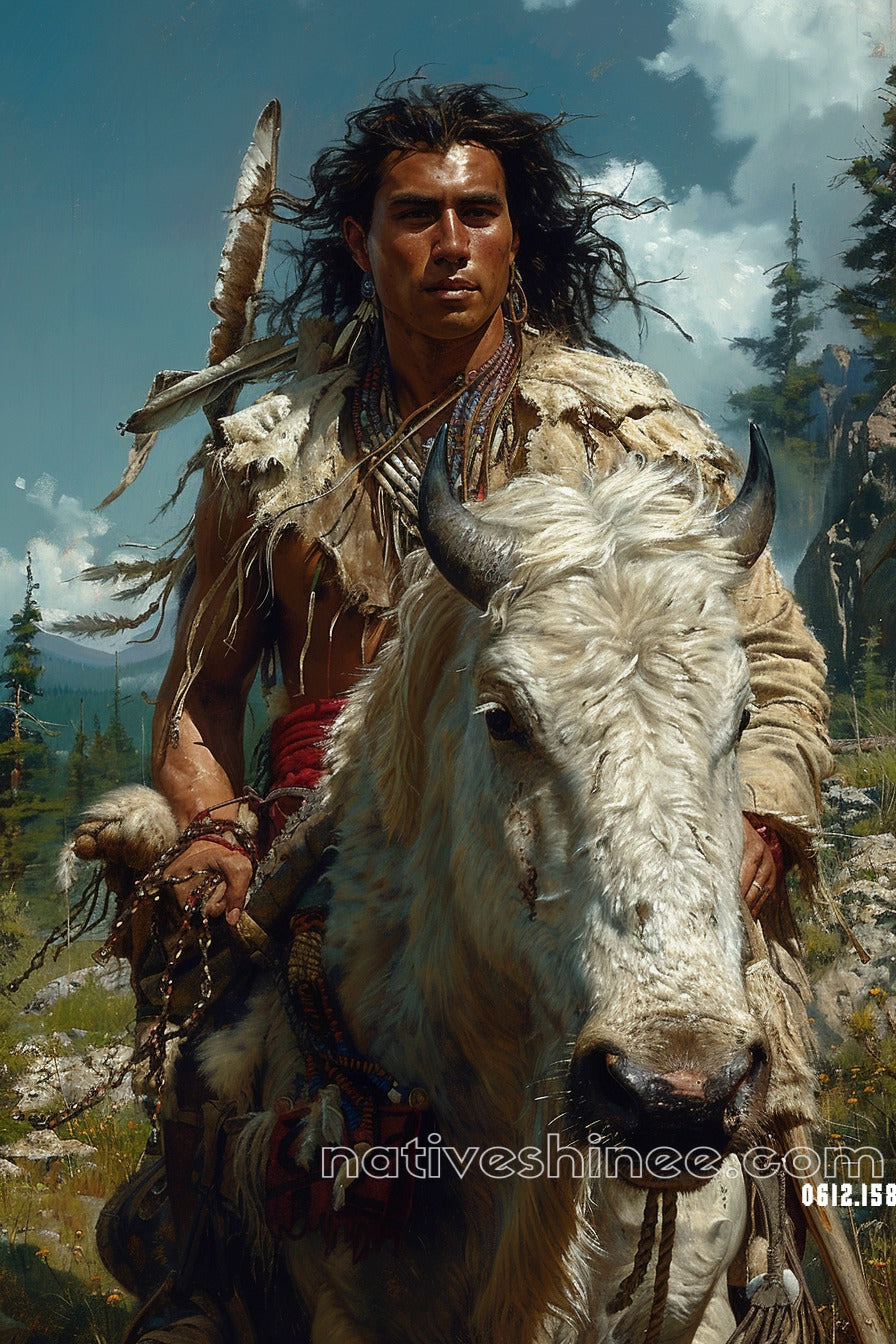 Guardian of the White Buffalo Native American Canvas