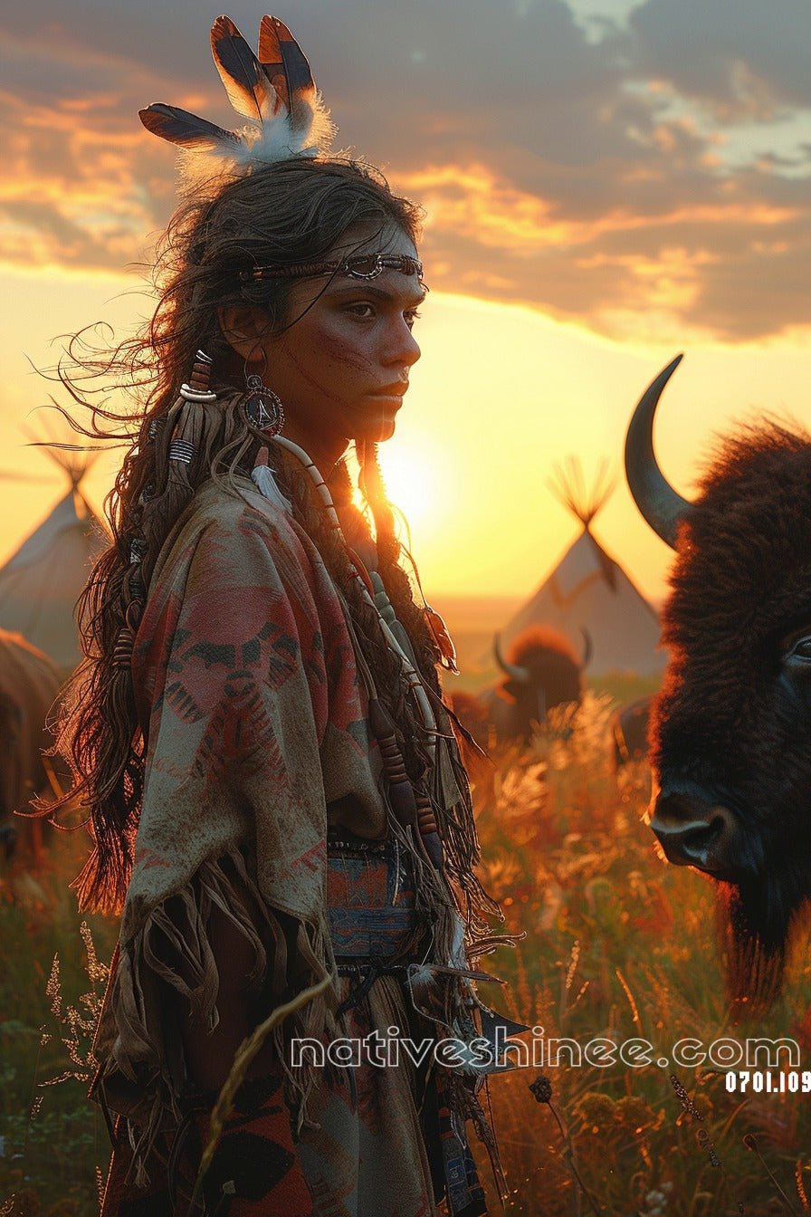 Silent Guardian at Dusk Native American Canvas