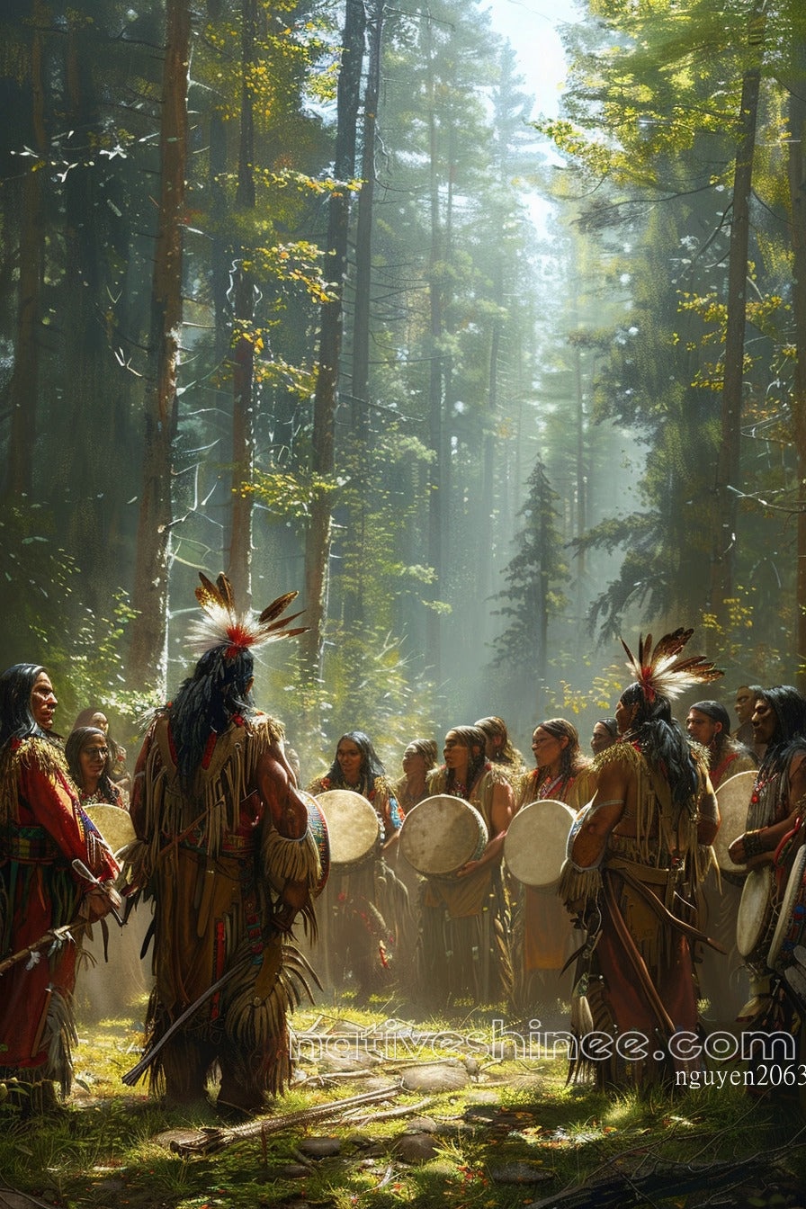 Rhythm of the Earth: The Sacred Circle Native American Canvas