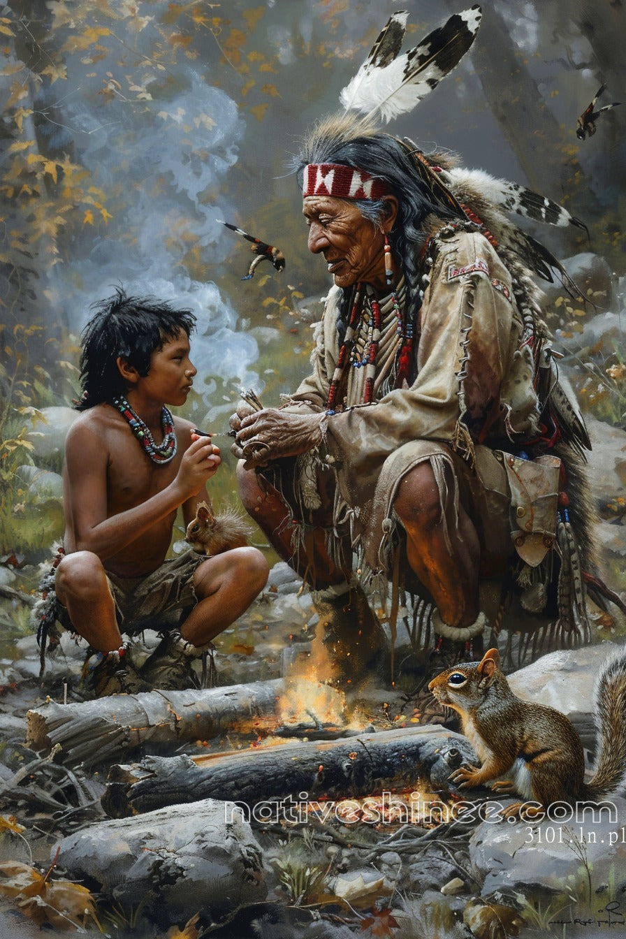 The Flame of Tradition Native American Canvas