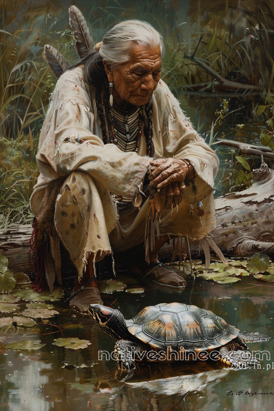 The Wisdom of the Turtle Native American Canvas