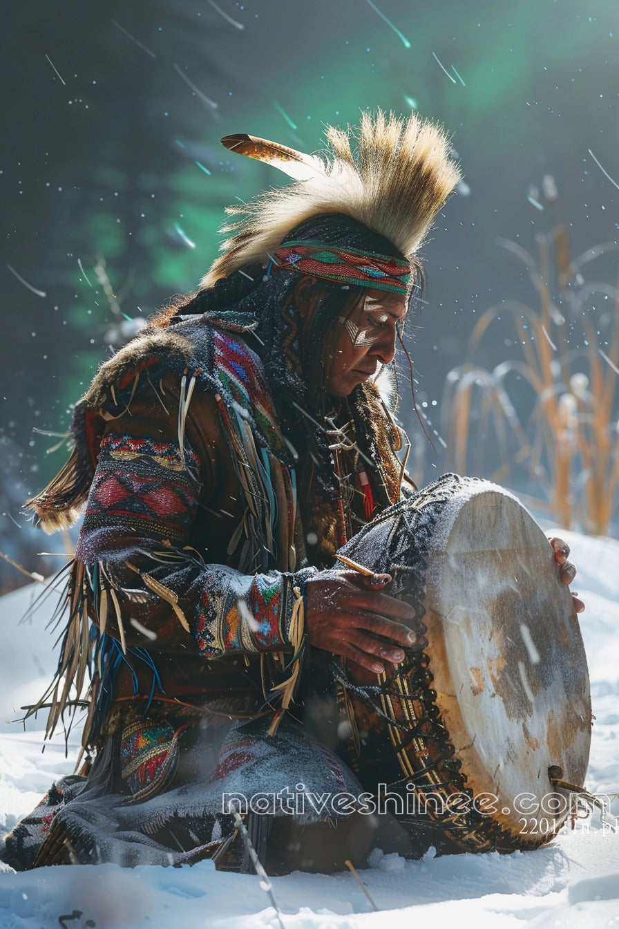 Winter Resilience: Native American Canvas