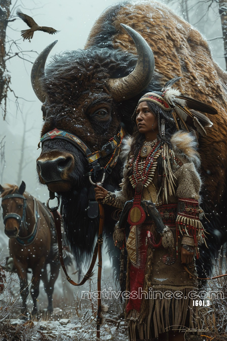 Winter's Guardian: A Native American Canvas