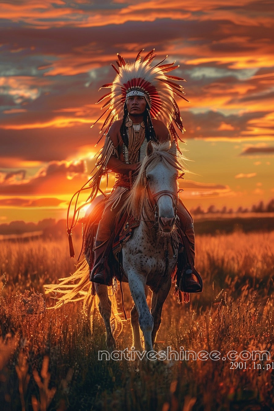 The Warrior's Ride: Native American Canvas